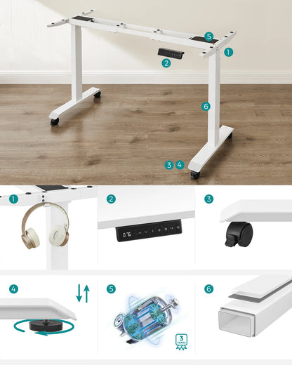 Elektrisch Zit-Sta Bureauframe – Verstelbaar Bureauframe – Hoogte Verstelbaar – Flexibel Werkplek – Stabiel Stalen Frame – Max Draagvermogen 120 Kg – Stil En Snel - QUORE