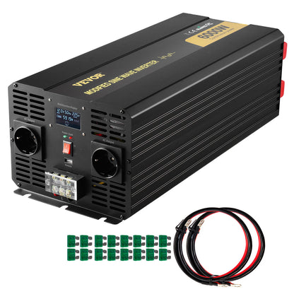 Omvormer – Stroomomvormer – Spanningsconverter – 12V Naar 120V – 6000W Continue Vermogen – Aluminium Behuizing