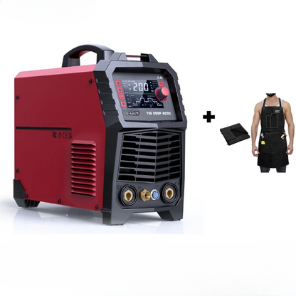 7-in-1 Lasmachine – TIG Lasmachine – AC DC Lasapparaat – MMA Lasser – LED Display – Pulsfunctie - Met Zwarte Leren Lasschort - QUORE