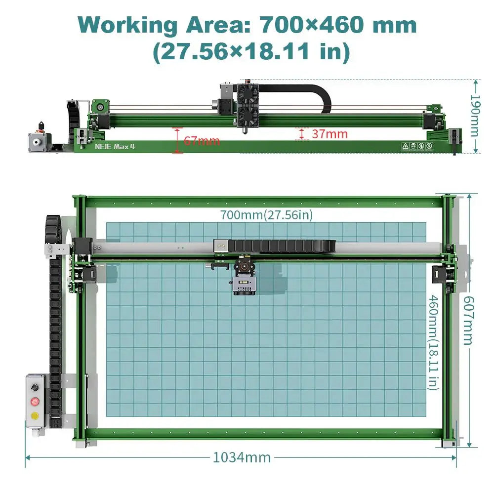 Lasergraveerder – Laserprinter – Graveermachine – Snijmachine – Creatief Gereedschap – Groot Werkoppervlak 700x460 Mm – Nauwkeurige Z-As Verstelling
