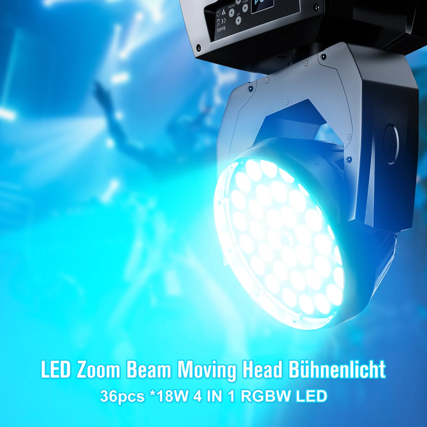 Movingheadlicht – Discolamp – Podiumverlichting – DJ Licht – Feestverlichting – EU Plug – RGBW 36x18W LED – 540° Draaibereik met DMX512 Besturing
