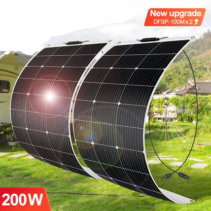 Zonnepanelen - Zonnepaneel - Zonnepanelen met stekker - Zonnepaneel opvouwbaar - 18V - 200W - 12V - Flexibele Zonnepanelen Waterdicht Monokristallijn Zonnepaneel voor Camping, RV, en Thuislader - QUORE