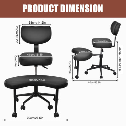 Meditatiestoel – Relaxstoel – Zitzak – Yogastoel – Meditatiekussen – Verstelbare Zithoogte 47-59 cm – Comfortabele Dikke Schuimvulling Kunstleer Zwart