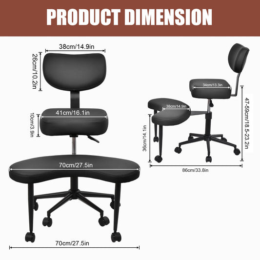 Meditatiestoel – Relaxstoel – Zitzak – Yogastoel – Meditatiekussen – Verstelbare Zithoogte 47-59 cm – Comfortabele Dikke Schuimvulling Kunstleer Zwart