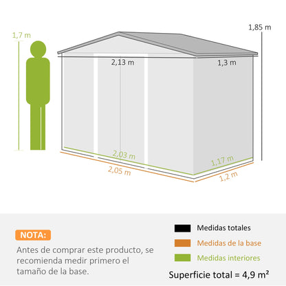 Tuinschuur – Berging – Tuinhuis – Opslagschuur – Stalen Schuur – Weerbestendig Gegalvaniseerd Staal – Dubbele Schuifdeuren - 213 x 130 x 185 cm - Bruin
