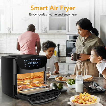 Airfryer - 18L – Heteluchtfriteuse - 10-in-1 Digitale Convectie Oven – 1800W - Airfryer en Toaster Combinatie – Groot Formaat - met LED Scherm - Meerdere Rekniveau's - QUORE