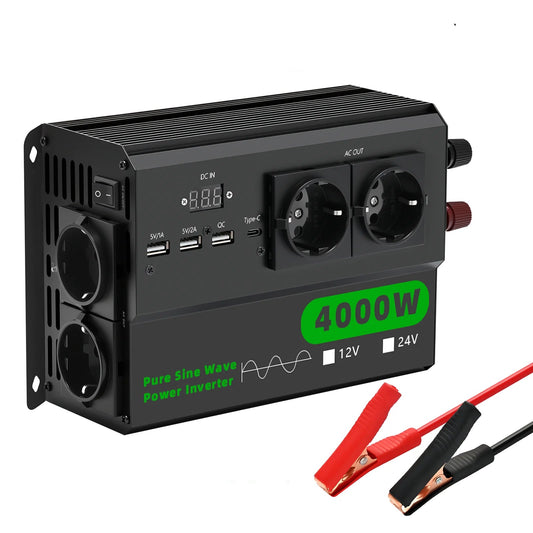 Omvormer – DC/AC – Gelijkstroom Omzetter – Wisselstroom Converter – 4000W – 12V Naar 220V Voeding – 50Hz Frequentie – Compact Ontwerp – Veilig Gecertificeerd