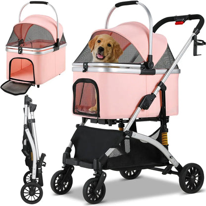 Hondenbuggy – Draagtas Voor Huisdieren – Hondenwagen – Kattenbuggy – Dierenwagen – Draagbaar En Opvouwbaar – Geschikt Tot 40 Kg Carbonstalen Frame