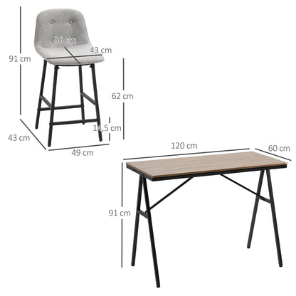 Bartafelset – Eettafelset – Barset – Bistroset – Barkrukken – Verstelbare Tafelpoot – Houten Tafelblad - Lichtgrijs