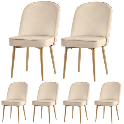 Eetkamerstoelen – Set van 6 Stoelen – Dining Stoelen – Fluwelen Stoelen – Beige Fluweel – Ergonomische Rugleuning – Gouden Metalen Poten - 45.5 x 62 x 87,5 cm