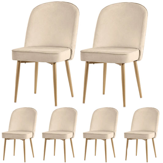 Eetkamerstoelen – Set van 6 Stoelen – Dining Stoelen – Fluwelen Stoelen – Beige Fluweel – Ergonomische Rugleuning – Gouden Metalen Poten - 45.5 x 62 x 87,5 cm