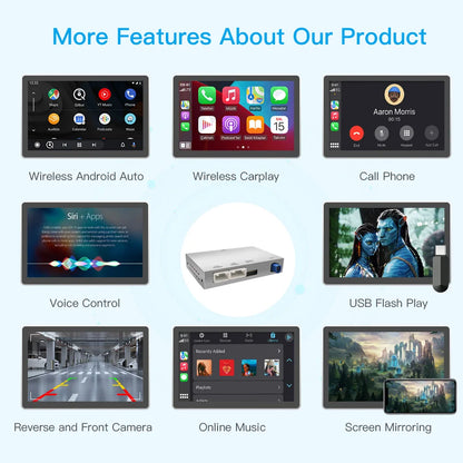 Wireless CarPlay Adapter – Android Auto Interface – Bluetooth Module – Mirror Link Connector – GPS Navigatie Ondersteuning – Draadloze Connectiviteit – Plug-and-Play Installatie - QUORE