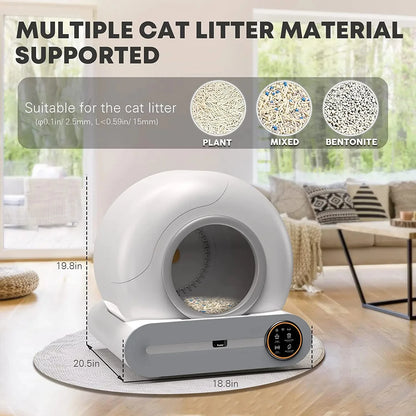 Automatische Zelfreinigende Kattenbak – Slimme Kattenbak – Zelfreinigende Bak – Grote Kattenbak – Voor Meerdere Katten – 65L Binnenruimte – 9L Opvanglade - met Pad Kattenbakzakken Set
