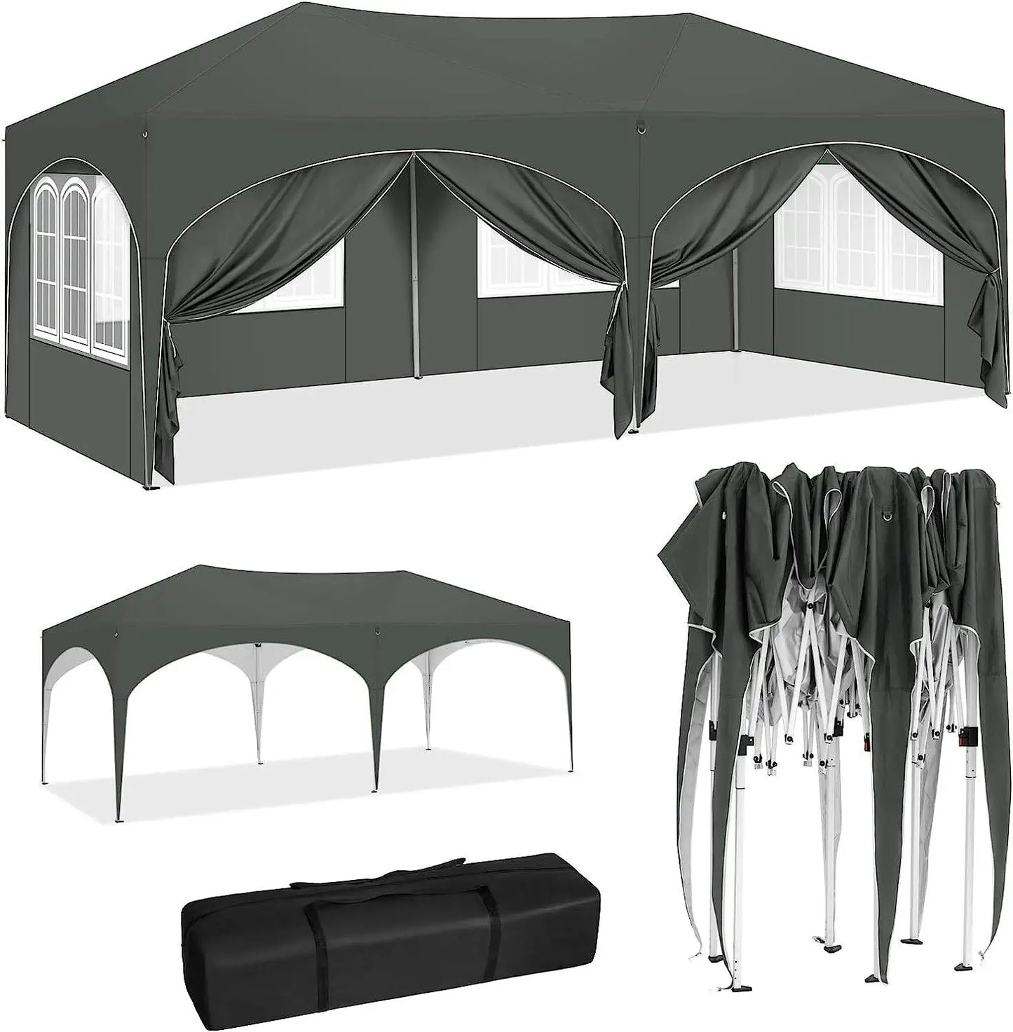 Tuinpaviljoen – Partytent – Outdoor Tent – Tuinkamer – Markttent – Waterdicht – 3x6 Meter – UV-Bescherming - Grijs