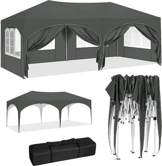 Tuinpaviljoen – Partytent – Outdoor Tent – Tuinkamer – Markttent – Waterdicht – 3x6 Meter – UV-Bescherming - Grijs