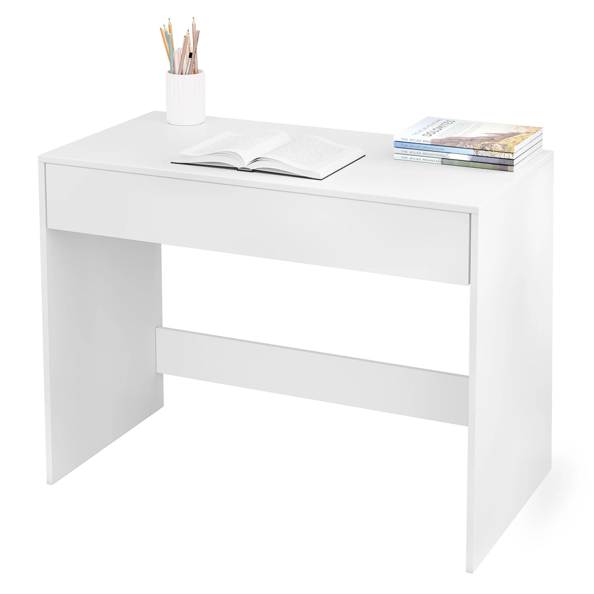 Computertafel - Laptoptafel - Computermeubel - Bureau met Lade - Werkstation - Voor Woonkamer - Kantoor -Studeerkamer - 100x75x50 cm - Wit