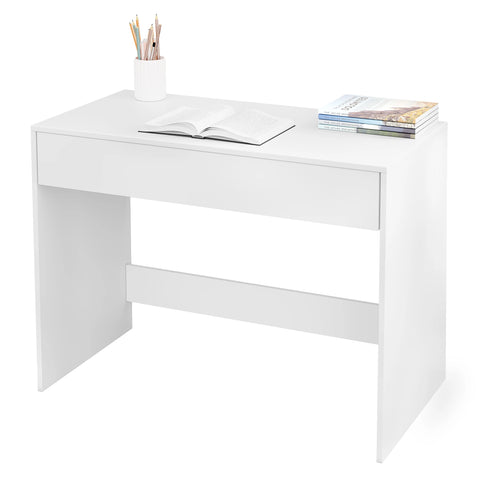 Computer table - Laptop table - Computer furniture - Desk with drawer - Workstation - For living room - Office - Study room - 100x75x50 cm - White