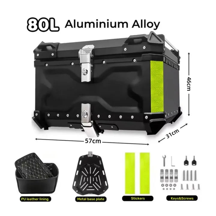 Motorhelm Koffer – Motorkoffer – Helmkoffer – Topkoffer – Motor Bagagekoffer – 80L Inhoud – Lichtgewicht CNC Aluminium – Waterdicht & Vergrendelbaar