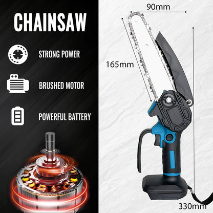 Mini Kettingzaag - Kettingzaag - Snoeizaag - Takkenzaag - Handzaag - Draadloze - 6 Inch - 450W - 3300RPM - 18V - Draagbaar en Veilig -Zonder Accu - QUORE