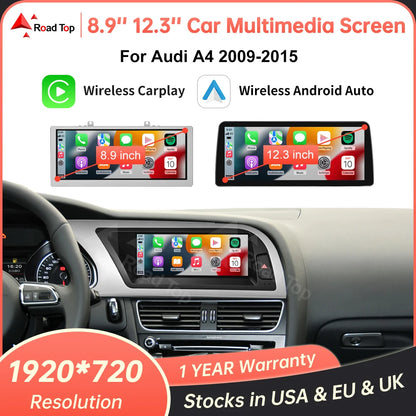 8.9'' 12.3'' Touch Screen Car Multimedia Display For Audi A4 S4 B8 2008-2016 With Wireless Carplay Andriod Auto Airplay Autolink