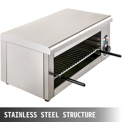 Salamander Grill – Elektrische Grill – Grilloven – Bovenverwarmer – Roestvrij Staal – Temperatuurregelaar 50-300°C – Verstelbaar Rooster