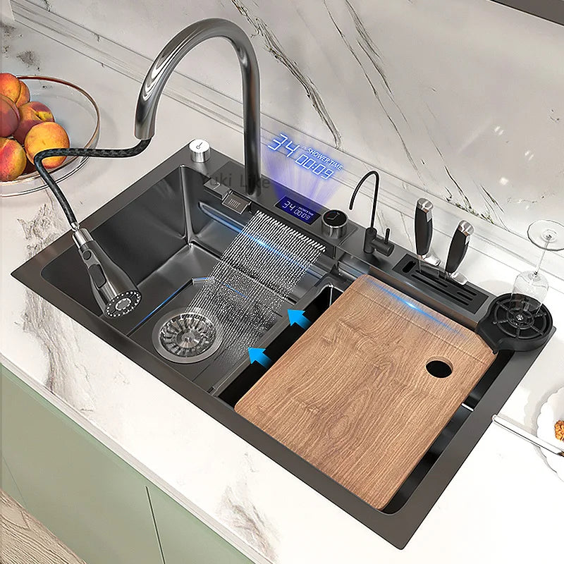 Hidden Kitchen Sink Stainless Steel Bar Sink Undermount Mini Single Slot Small Multifunctional RV Washbasin With Lid