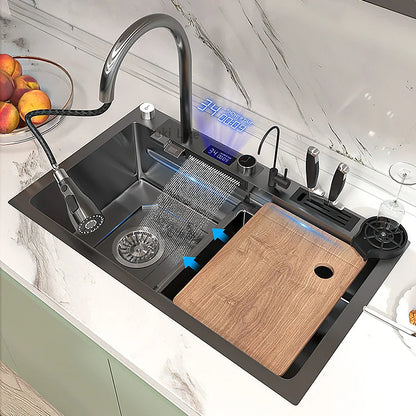 Hidden Kitchen Sink Stainless Steel Bar Sink Undermount Mini Single Slot Small Multifunctional RV Washbasin With Lid