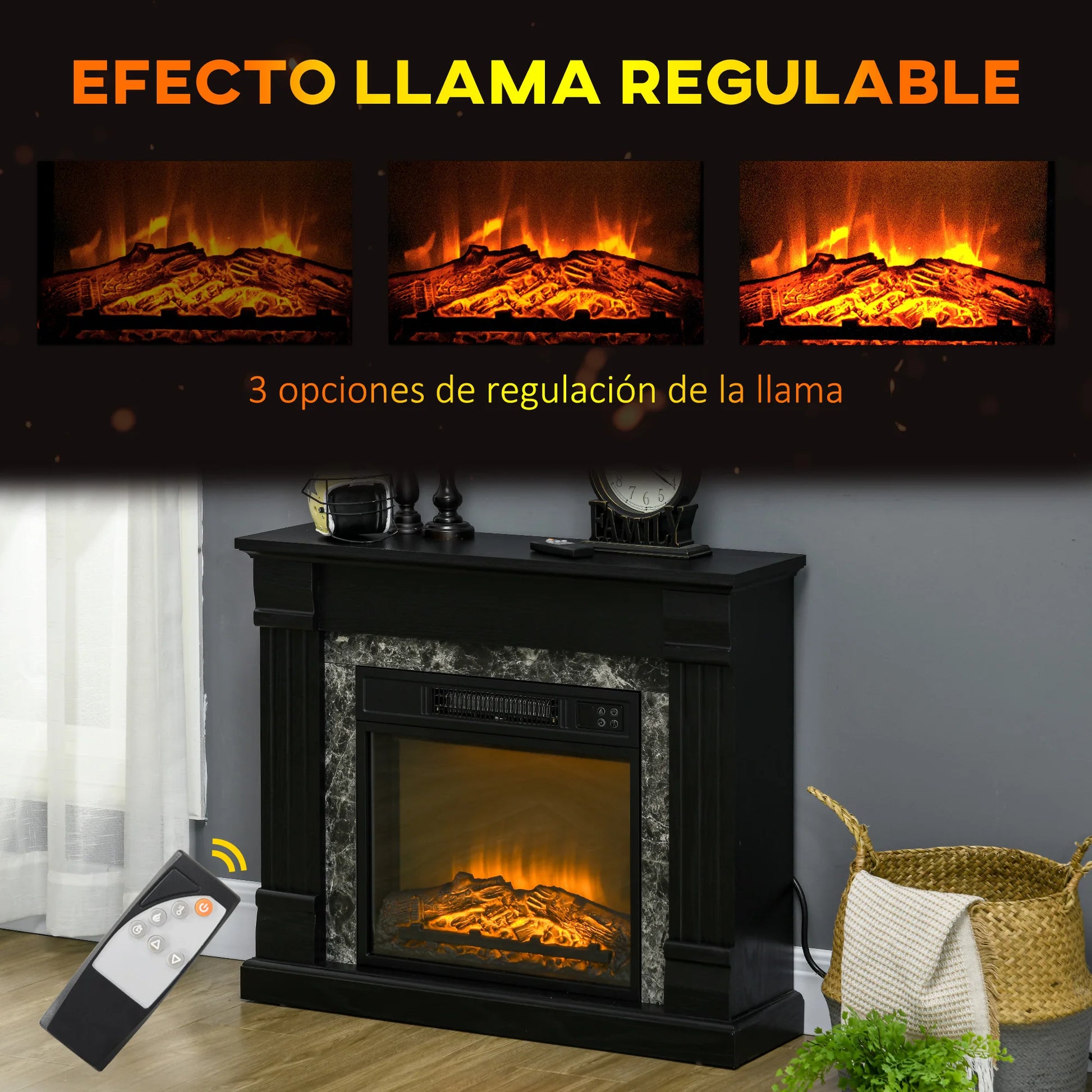 Elektrische Haard – Elektrische Open Haard – Sfeerhaard – Vlammenhaard – Haardkachel – 1800W Verwarming – Geschikt Voor 30 m² - QUORE