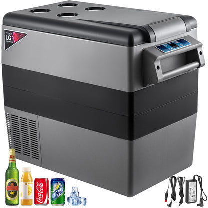 Mini koelkast - Auto Koelkast - Mini Fridge - Frigo - Draagbare Compressor Koelbox - Elektrische Vriesbox - 12/24V DC - 100-240V AC - 60W - 55L - 69.3 x 34.5 x 53.1 cm - Grijs