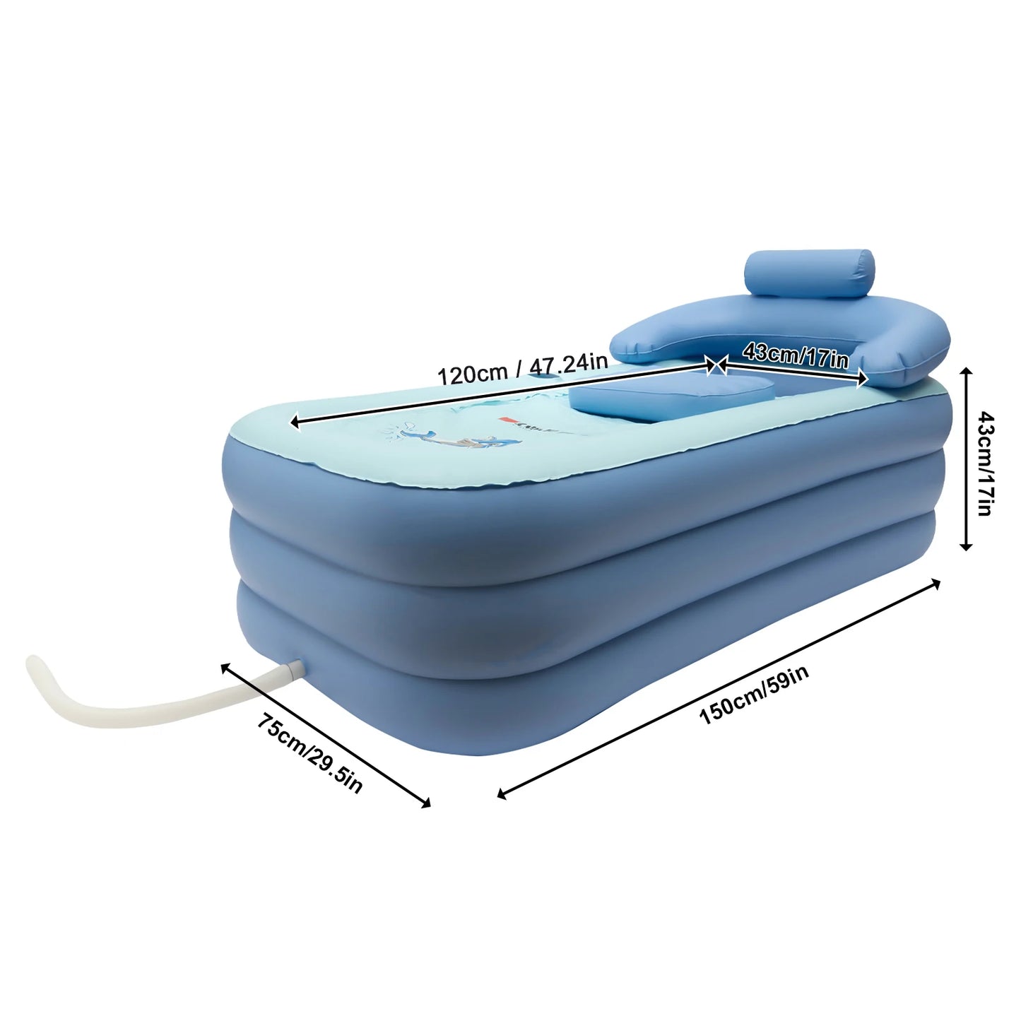 Opblaasbaar Bad – Zwembad voor Binnen & Buiten – Tubble 150x80cm – Blauw – Zwemspeelgoed & Opblaasbaar Zwembad voor Kinderen en Volwassenen