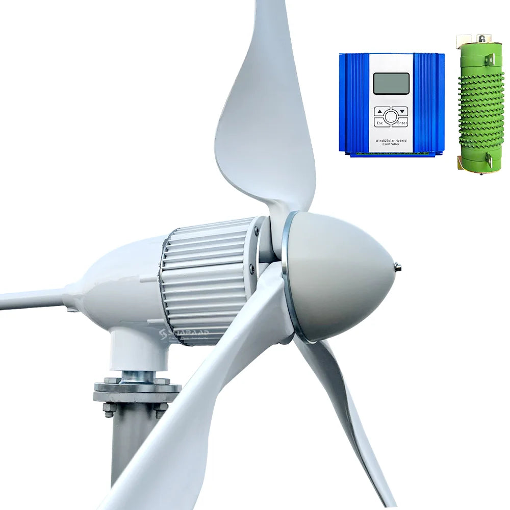 Windturbine – Windmolen – Windgenerator – Windenergie Opwekker – Stil En Efficiënt – 5 kW Vermogen – Aluminiumlegering - 48V - LCD-hybride Controller - QUORE