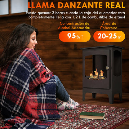 Bio-ethanol Haard – Vrijstaande Haard – Ethanol Kamin – Sfeerverwarming – Vuurkorf – Compact 39x26x54 cm – Rookvrij & Veilig Met RVS Blusser - QUORE