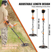 Vevor - Metal Detector - Metal Searching Device for Professionals - High Accuracy - Rechargeable - LCD Display - DSP Chip - 7 Modes - 12 Inch Coil - IP68 - Black and Orange