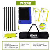 Volleyball - Volleyball Net - Net - Badminton Net - Adjustable Height Steel Poles - with PVC Volleyball Pump Carry Bag - for Backyard Beach Lawn - 1.75inch - Orange