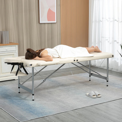 Massagetafel - Massagetafel Inklapbaar - Verstelbare Hoogte - 186x71x83cm - Aluminium Frame - Draagbaar - en Comfortabel - Dikke Kussen - Zwart - QUORE