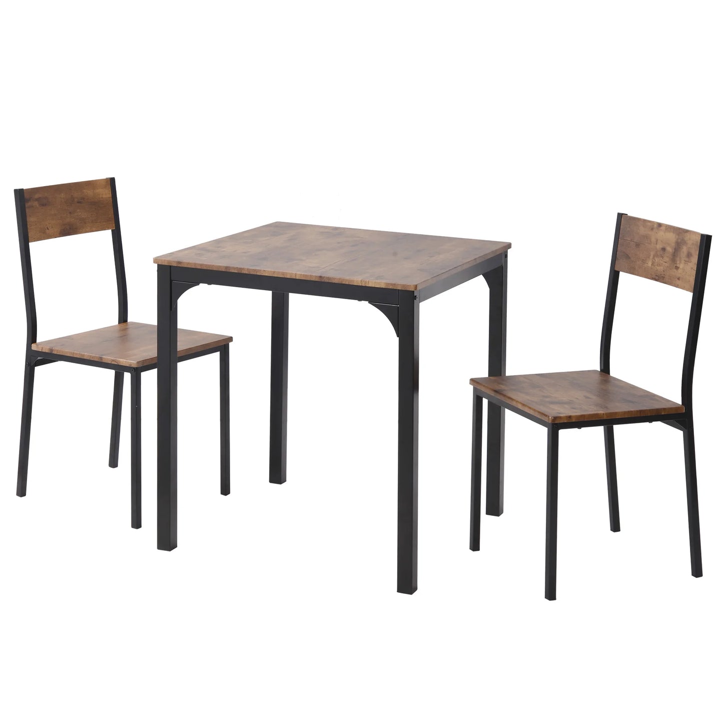 Eetkamerset – Eethoek – Tafel En Stoelen – Compact – Ruimtebesparend – MDF Tafelblad Met PVC – Metalen Frame Poedergecoat