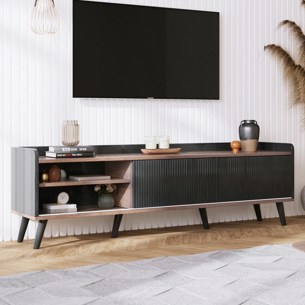 Tvmeubel – TV-Kast – Televisiemeubel – Media Kast – Entertainment Center – Zwart Houtlook – Geschikt Voor 40-49 Inch TV