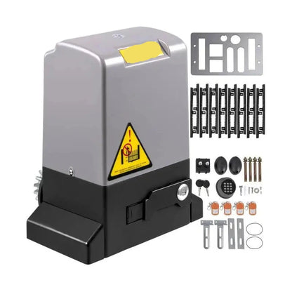 Schuifpoortopener - Automatische Poortopener - Elektronisch Poortopener - met 4 Afstandsbediening - Appbediening - 1800kg - 750W - 12m Ketting - 15x27.1x32.5cm - Geluidsarm & Weerbestendig - QUORE