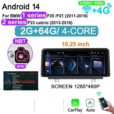 Carradio – Autoradio – Multimedia Speler – 2-DIN Stereo – Touchscreen – Draadloze CarPlay – Android 14 – 10,25 Inch Scherm – 4G LTE Connectiviteit