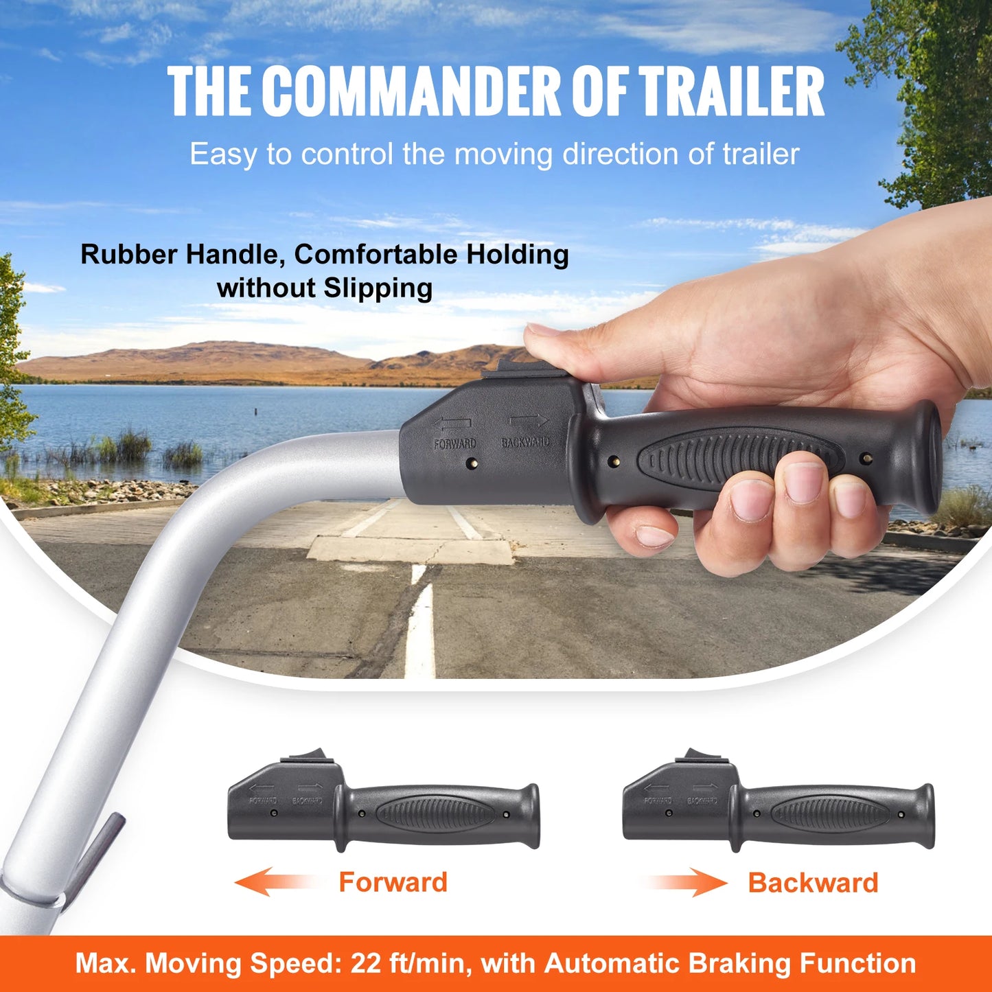 Elektrische Aanhangerduwkar – Trailer Duwkar – Aanhanger Verplaatser – Elektrische Trailer Dolly – Mini Aanhanger Schuiver – 2270 kg Capaciteit – 8 Inch Rubberwielen