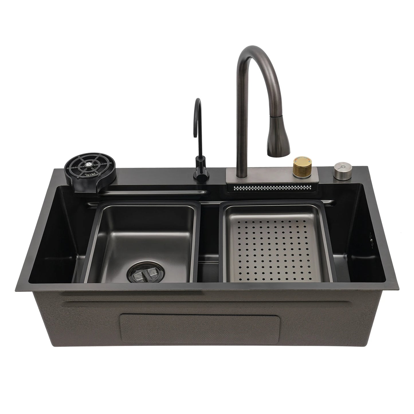 Multifunctionele RVS Keukenset – Roestvrijstalen Spoelbak – Keukengarnituur – Kitchen Set – Uittrekbare Kraan – 80x45 Cm – 304 RVS Nano Plating