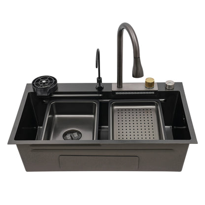 Multifunctionele RVS Keukenset – Roestvrijstalen Spoelbak – Keukengarnituur – Kitchen Set – Uittrekbare Kraan – 80x45 Cm – 304 RVS Nano Plating
