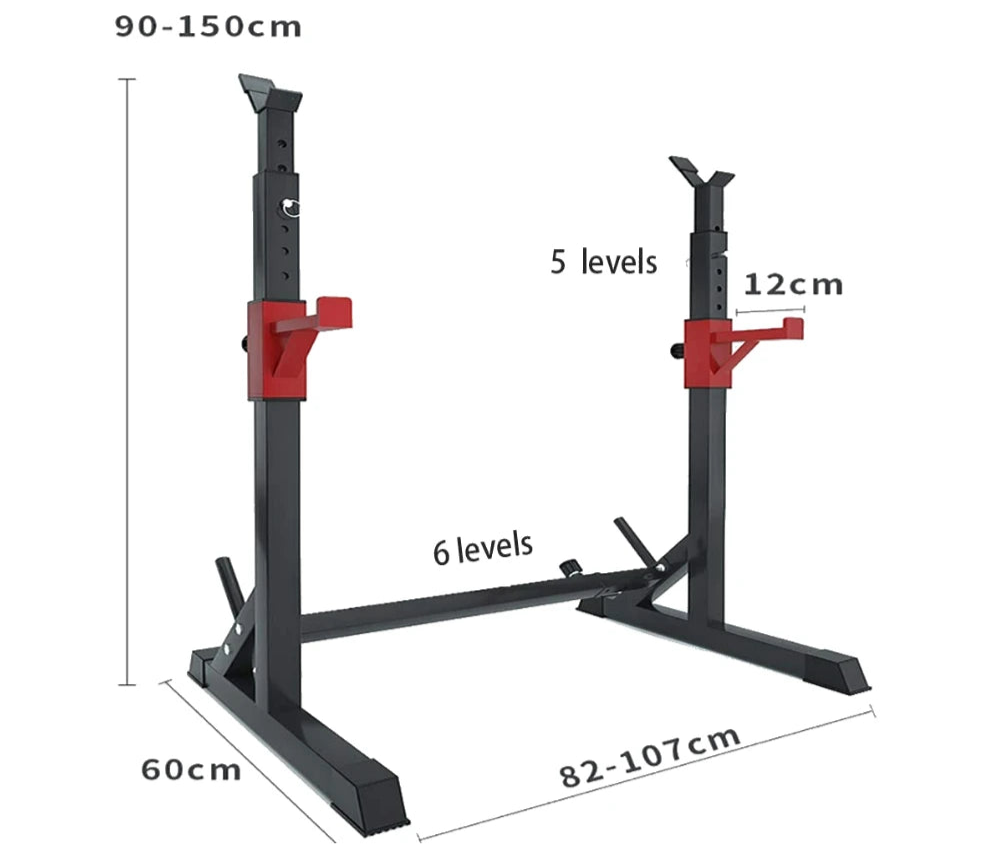 Power Rack - Haltersteunen - Squat Rek - Verstelbaar Squat Rack & Haltersteun - Multifunctioneel Krachtstation - Zwart - QUORE