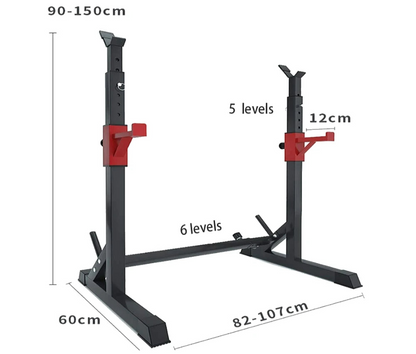 Power Rack - Haltersteunen - Squat Rek - Verstelbaar Squat Rack & Haltersteun - Multifunctioneel Krachtstation - Zwart - QUORE