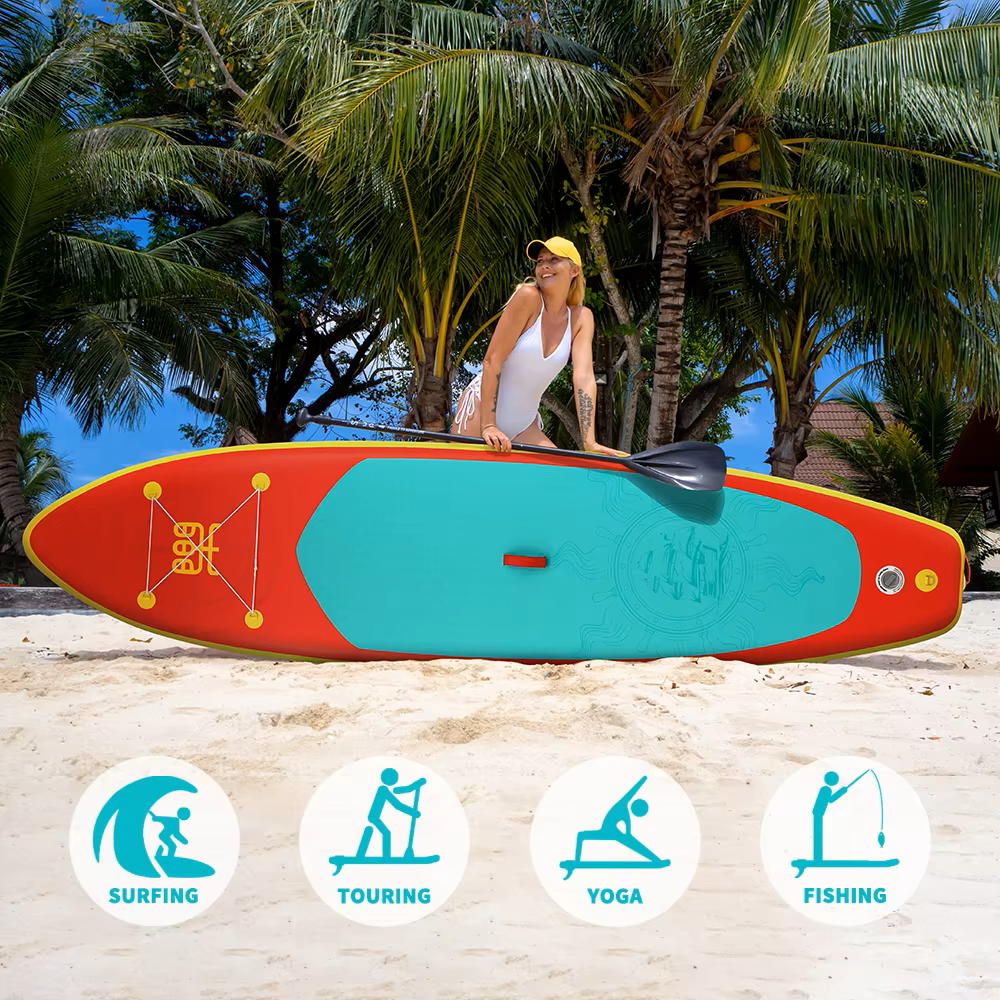 Supboard - Paddle Board - Peddelplank - Surfplank - Opblaasbaar - met Zitje - Inc. Peddel - Vin - Leash - Riem - Handpomp - Rugzak - 350 x 87 x 15 cm - Rood-oranje