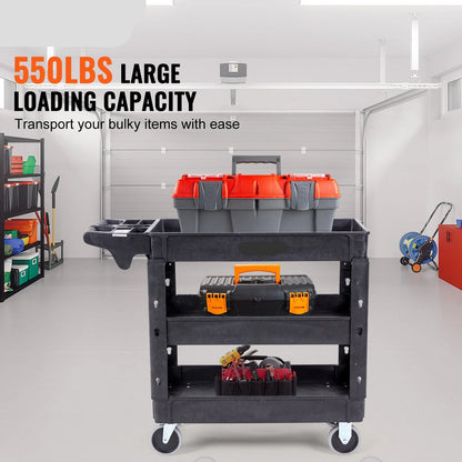 Serveerwagen - Keukentrolley - Keukeneiland - Serveerwagen op Wieltjes - 2/3 Laags - Zwaar Belast met 360° Zwenkwielen en Ergonomisch Opslaghandvat – Voor Magazijn/Garage/Reiniging