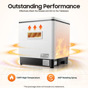 Vaatwasser - Vrijstaand - Slimme tafel-vaatwasser - Bestekmandje - voor thuiskeuken - Draagbaar - Aanrecht - Automatische vaatwasser - 220V - 1500W - Capaciteit 41-60L - Wit