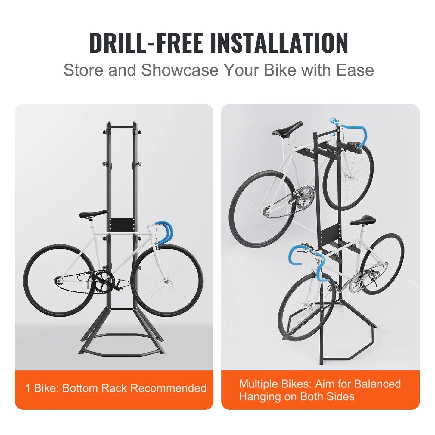 Fietsstandaard - Fiets Montagestandaard - Fietshouder - voor 4 Fietsen - Volledig Instelbare - Wandhouder - Ideaal voor MTB - Hybride Fietsen - Verticale Fietsstandaard - Houdt tot 117 kg - Zwart