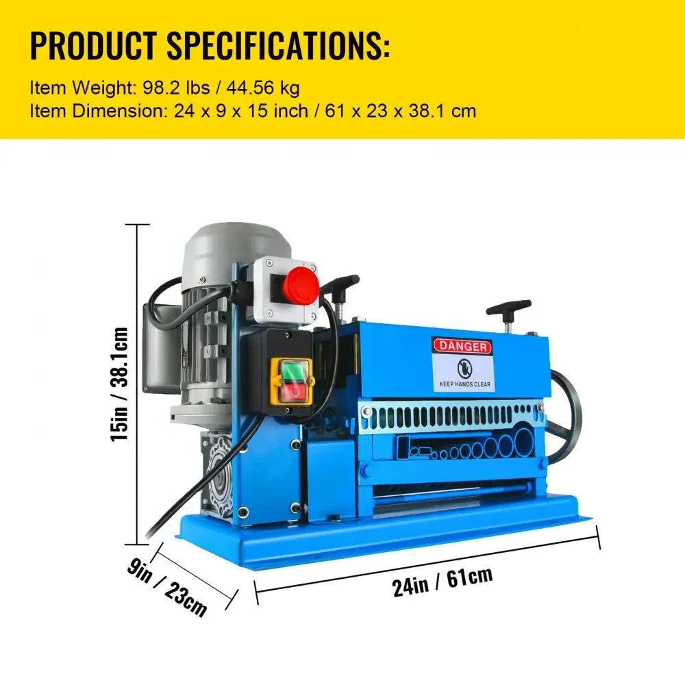 Kabelstripper Machine - Kabelstripmachine - Kabelpeller - Stripping Machine - 370W - 1.5-38mm - Aluminium Behuizing - Automatische/Elektrische Draadstripper Machine - voor Recycling & Werkplaats - Blauw