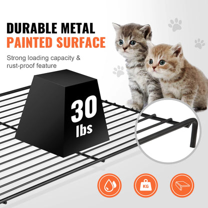 Kattenbox - Katten Kooi - Draad Kennel - Grote Kattenren - met 4 Niveaus - Oefening Plaats - Krat Metalen - voor Huisdier - Stevig - Durzaam - Ijzer - 90 x 60 x 133 cm -  Zwart